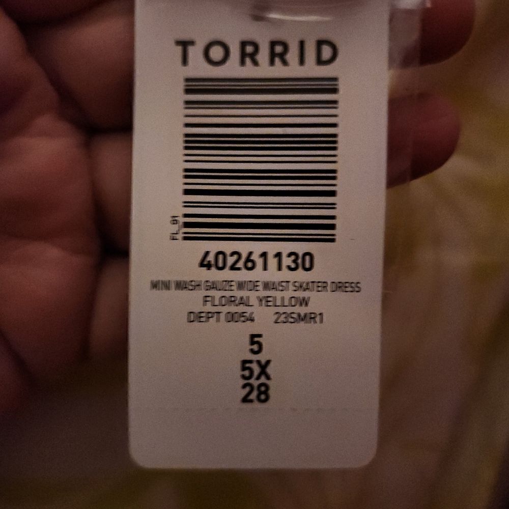 5X 28W Torrid Yellow Floral Empire Waist Gauze Skater Dress Lined Mini Stretch W - Picture 11 of 11